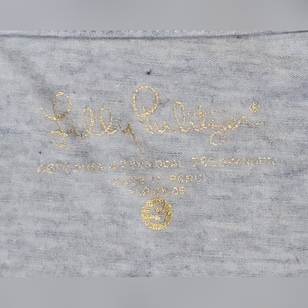 Lilly Pulitzer Maci Twist Front Top Women's S Grey 3/4 Sleeve Pima Cotton Stretc - Picture 6 of 13